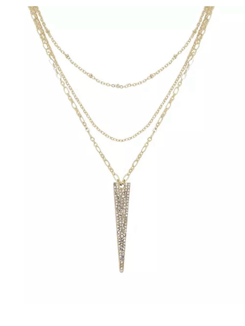 ettika Gold Layered Necklace with Crystal Spike Pendant
